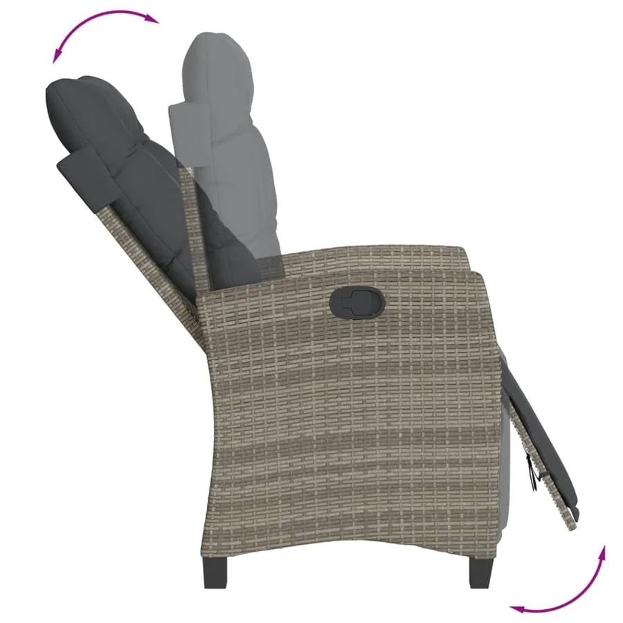 Ensemble à manger de jardin et coussins 7 pcs gris rotin - 4