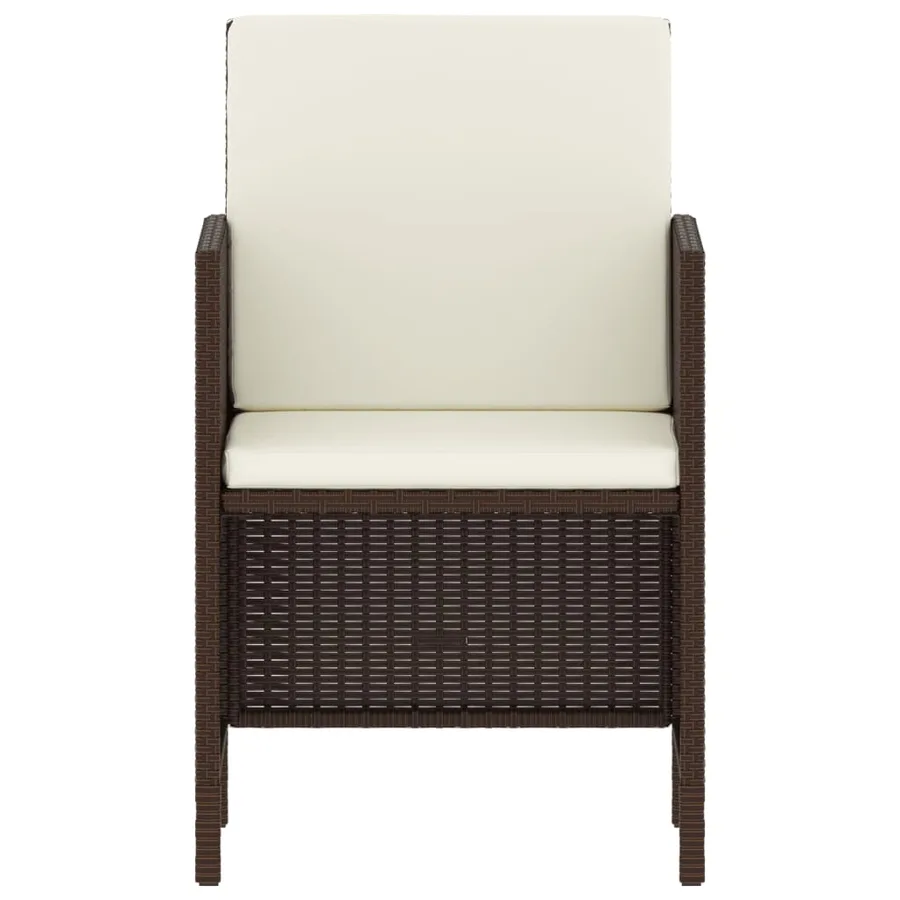 Ensemble à manger de jardin et coussins 6 pcs marron rotin - 3