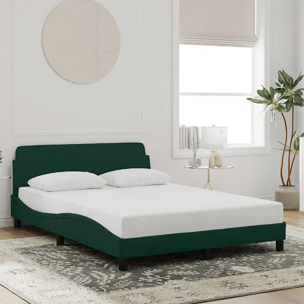 Cadre de lit Dover vert foncé 120x200 cm velours