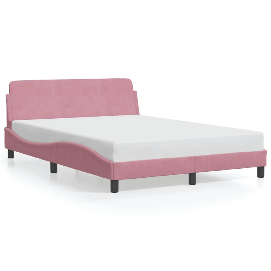 Cadre de lit avec tête de lit Dover rose 120x200cm velours - 2