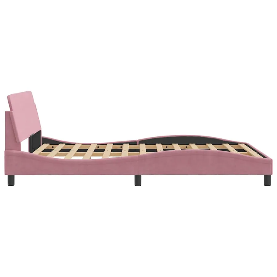 Cadre de lit avec tête de lit Dover rose 120x200cm velours - 5