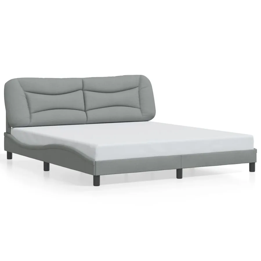 Cadre de lit avec LED sans matelas Hvar gris clair 180x200 cm tissu - 5