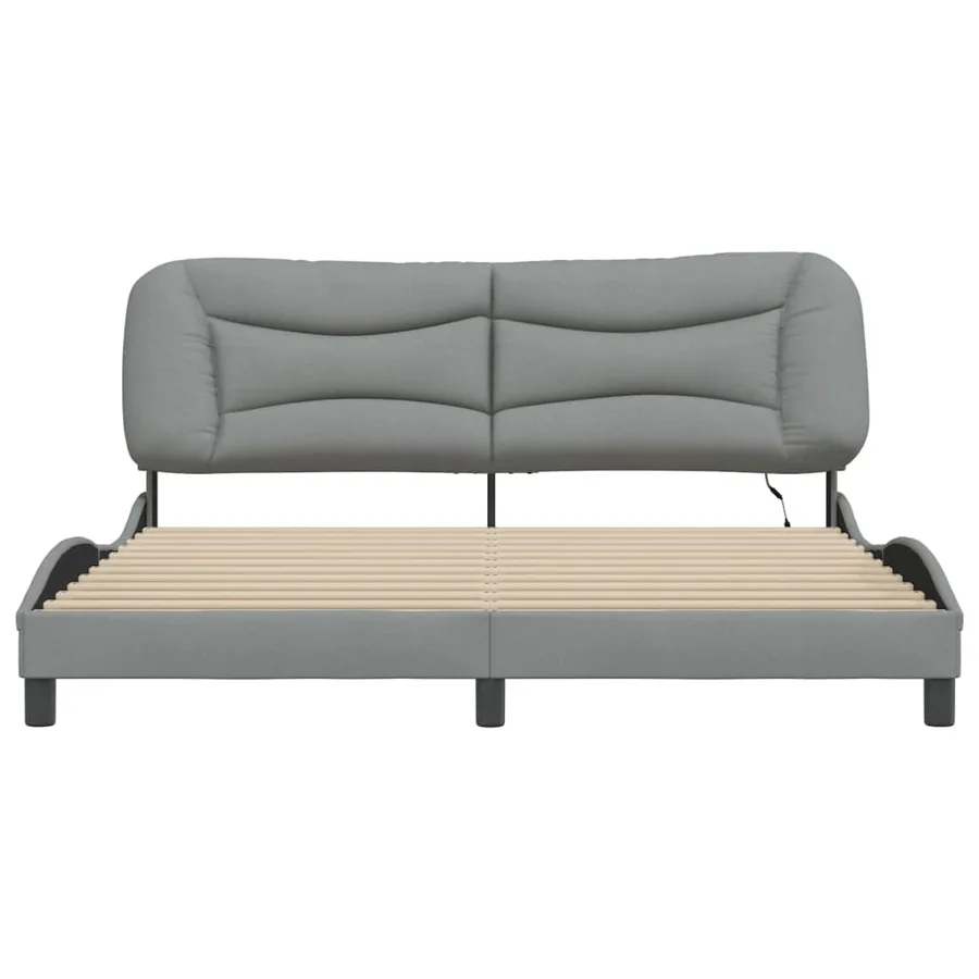 Cadre de lit avec LED sans matelas Hvar gris clair 180x200 cm tissu - 6