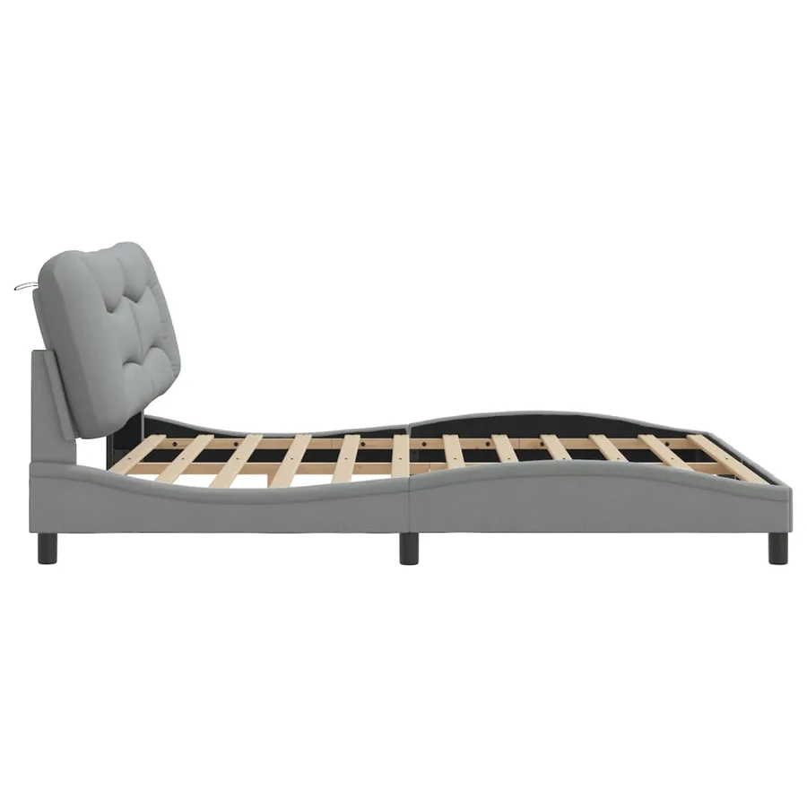 Cadre de lit avec LED sans matelas Hvar gris clair 180x200 cm tissu - 8