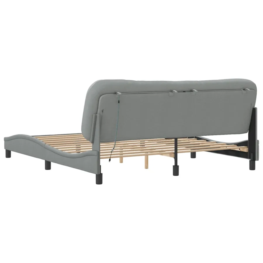 Cadre de lit avec LED sans matelas Hvar gris clair 180x200 cm tissu - 9