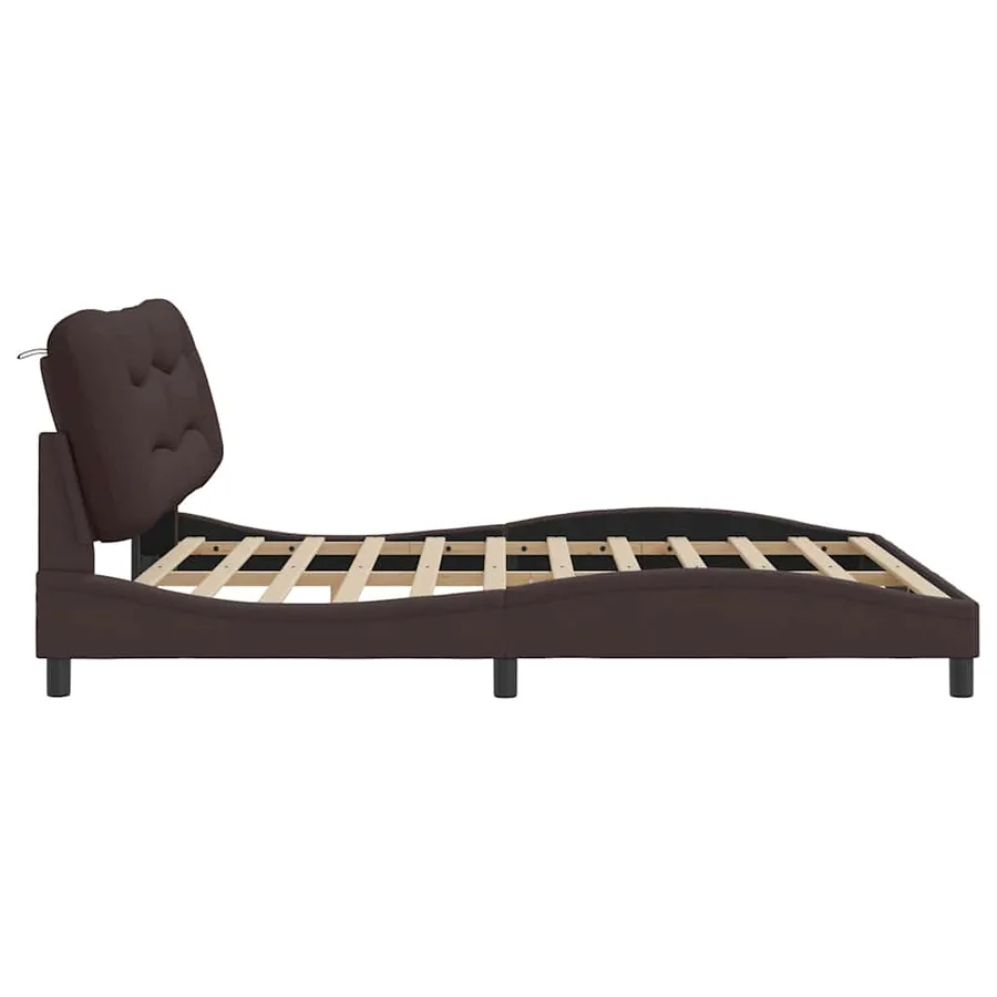 Cadre de lit sans matelas Hvar marron foncé 180x200 cm tissu - 5