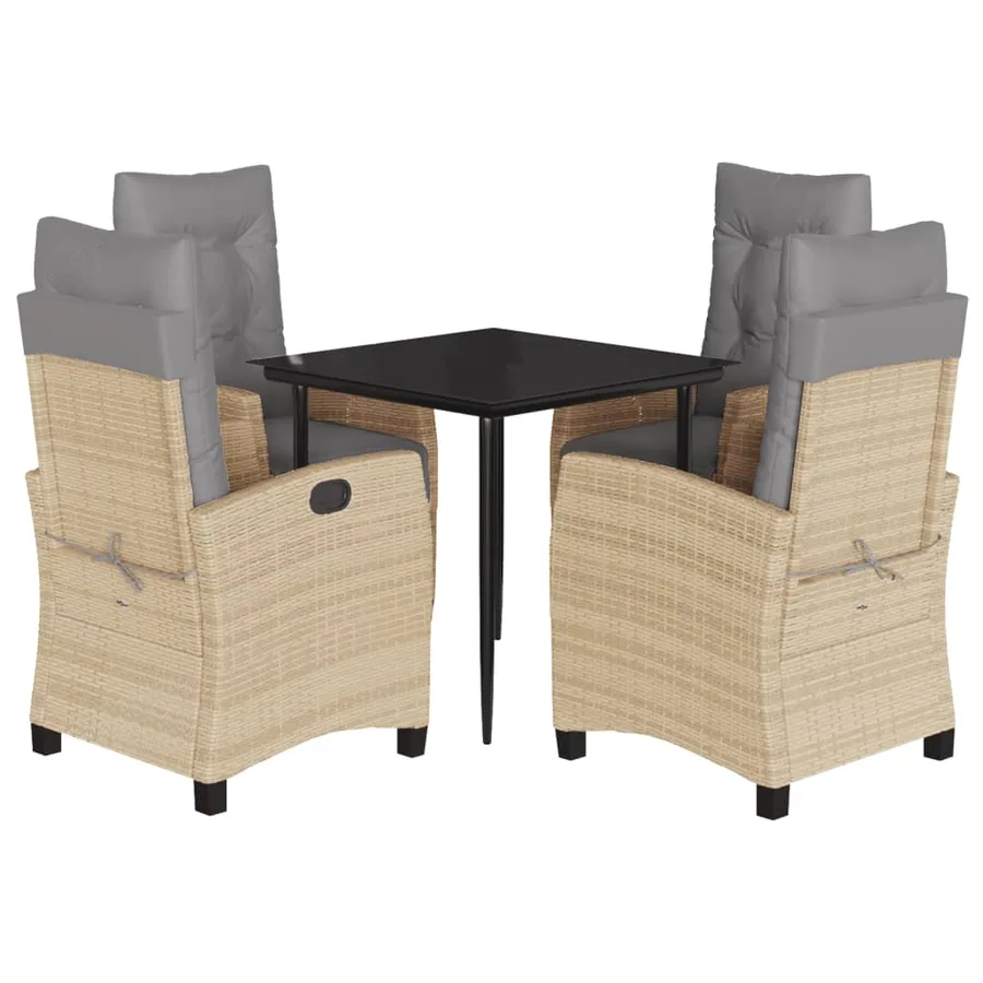 Ensemble à manger de jardin coussins 5 pcs mélange beige rotin - 2