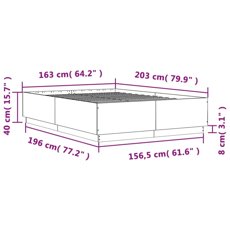 Cadre de lit avec LED sans matelas chêne sonoma 160x200 cm - 14