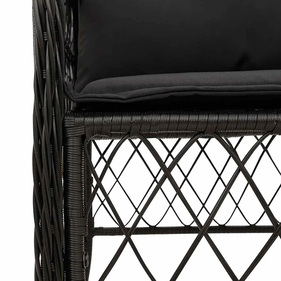Ensemble à manger de jardin coussins 5pcs Noir Résine tressée - 5