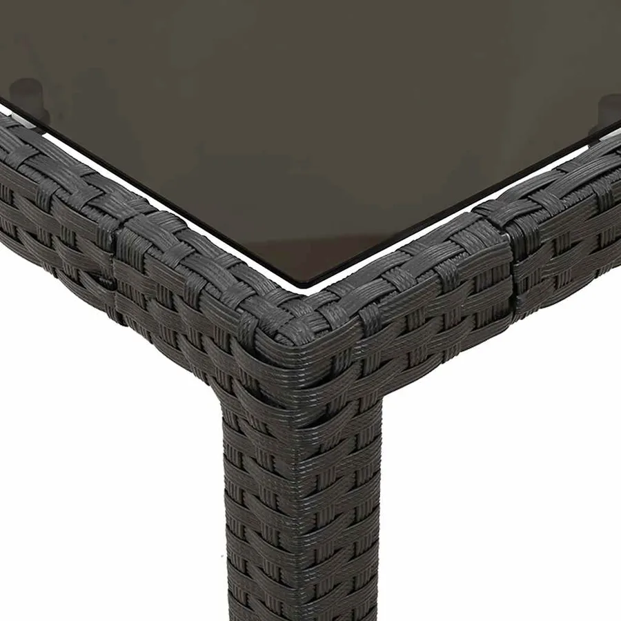 Ensemble à manger de jardin coussins 5pcs Noir Résine tressée - 6