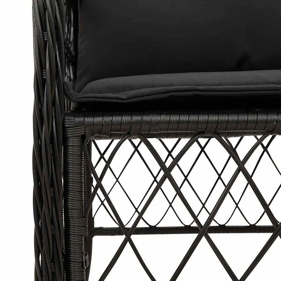 Ensemble à manger de jardin coussins 7pcs Noir Résine tressée - 6