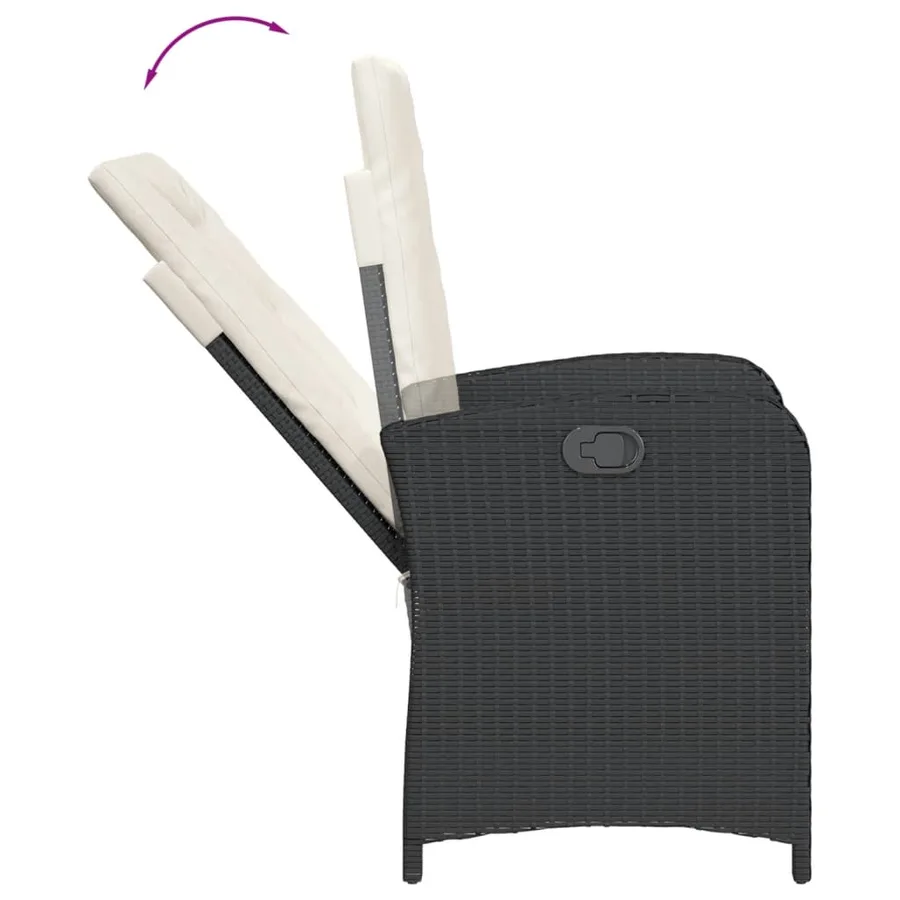 Ensemble à manger de jardin avec coussins 3 pcs Noir - 5
