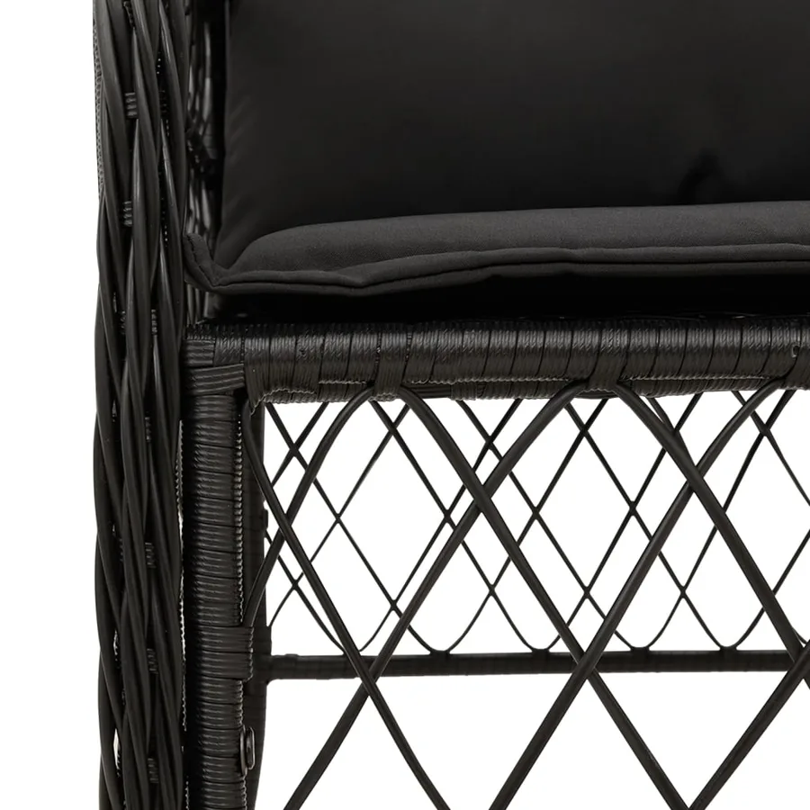Ensemble à manger de jardin 9pcs coussins noir résine tressée - 5