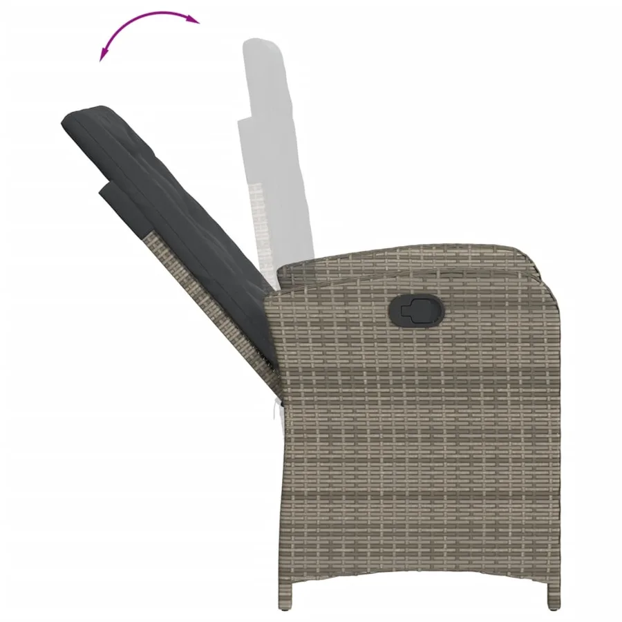 Ensemble à manger de jardin et coussins 7 pcs gris rotin - 5