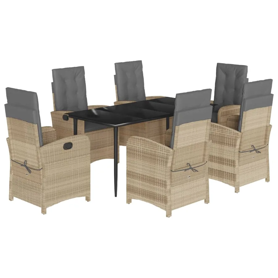 Ensemble à manger de jardin coussins 7 pcs mélange beige rotin - 2