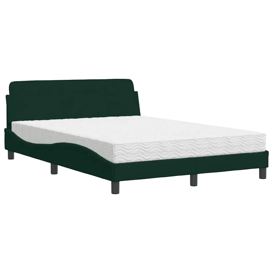 Lit avec matelas Dover vert foncé 120x200 cm velours - 2