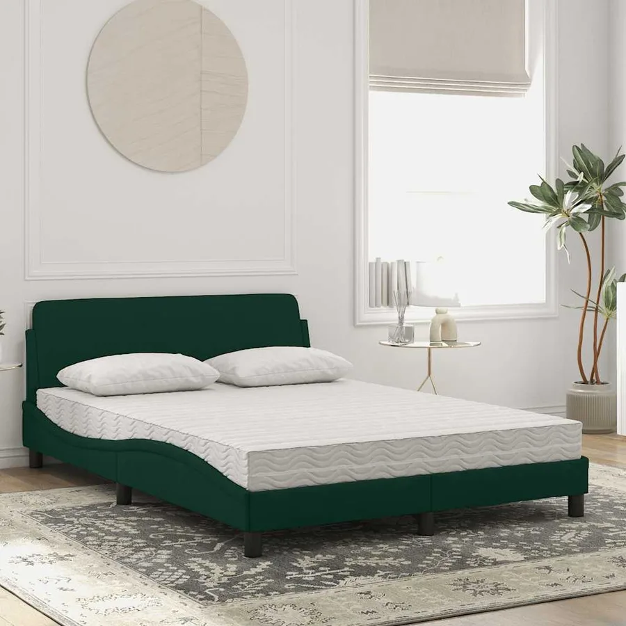 Lit avec matelas Dover vert foncé 120x200 cm velours - 3
