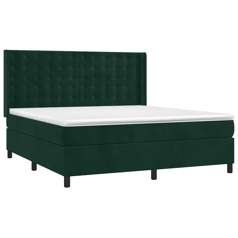 Sommier à lattes de lit matelas et LED Vert foncé 180x200 cm - 4