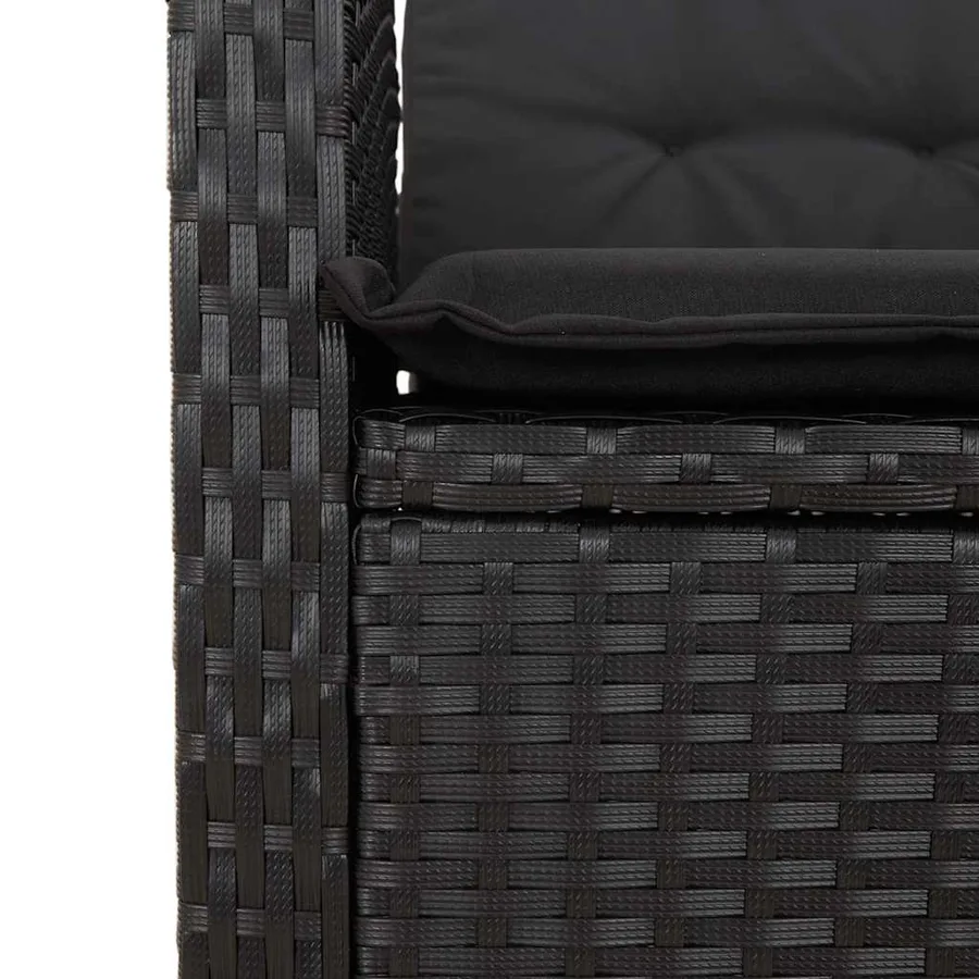 Ensemble à manger de jardin coussins 5pcs Noir Résine tressée - 8