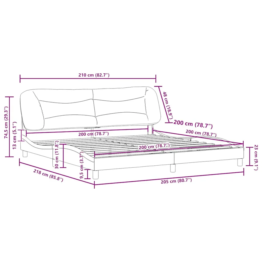 Cadre de lit sans matelas Hvar gris 200x200 cm similicuir - 12
