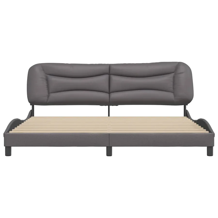 Cadre de lit sans matelas Hvar gris 200x200 cm similicuir - 4