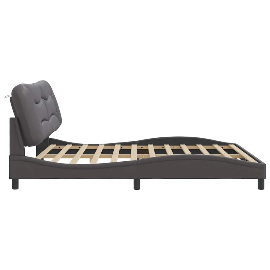 Cadre de lit sans matelas Hvar gris 200x200 cm similicuir - 7