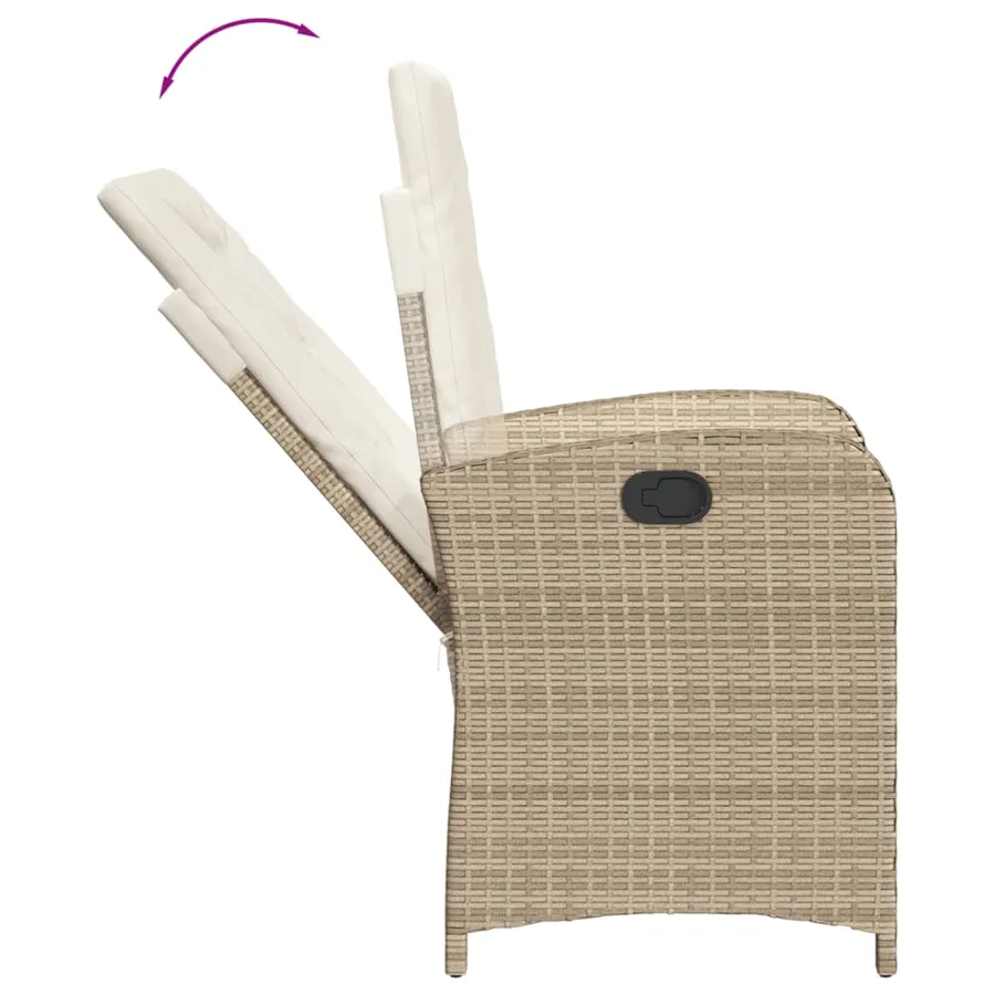 Ensemble à manger de jardin avec coussins 5pcs Beige poly rotin - 5