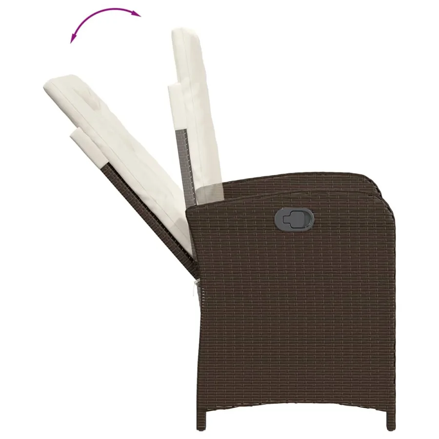 Ensemble à manger de jardin 5 pcs et coussins marron poly rotin - 4
