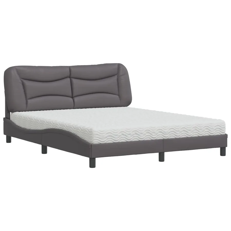 Lit avec matelas Hvar gris 160x200 cm similicuir - 2