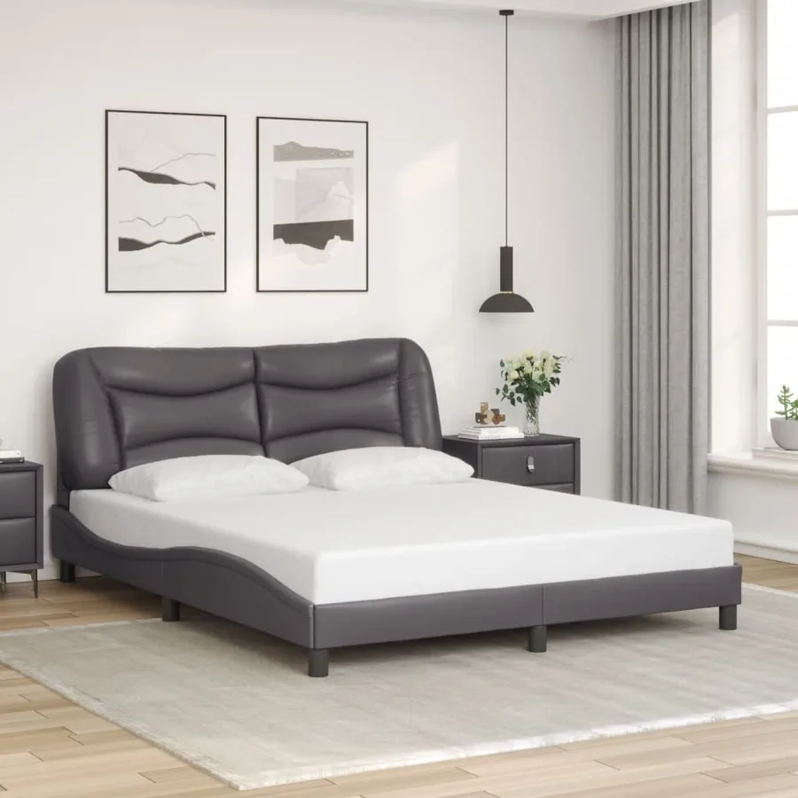 Cadre de lit avec LED sans matelas Hvar gris 160x200 cm - 4