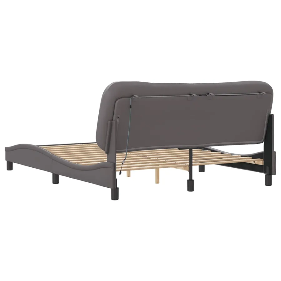 Cadre de lit avec LED sans matelas Hvar gris 160x200 cm - 9
