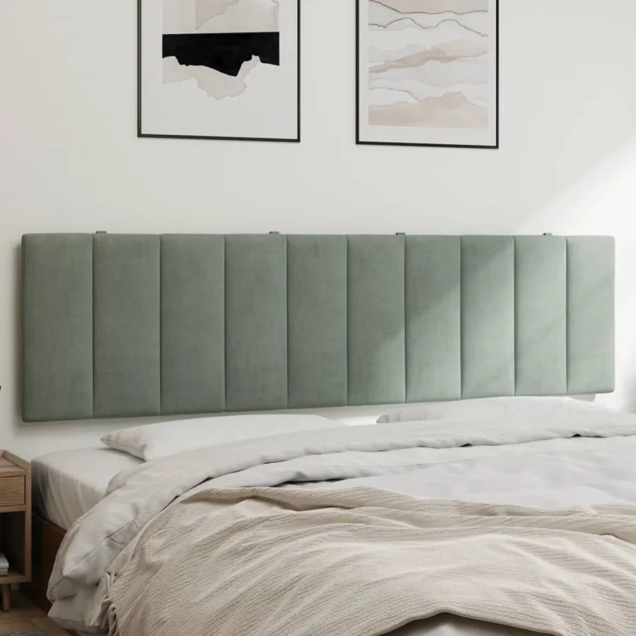 Coussin de tête de lit Hanko gris clair 180 cm velours