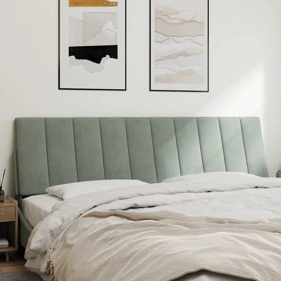 Coussin de tête de lit Hanko gris clair 180 cm velours - 3