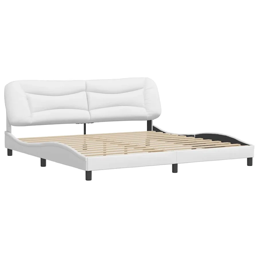 Cadre de lit sans matelas Hvar blanc 200x200 cm similicuir - 3