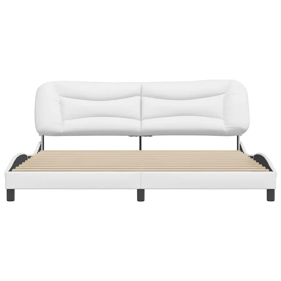 Cadre de lit sans matelas Hvar blanc 200x200 cm similicuir - 4