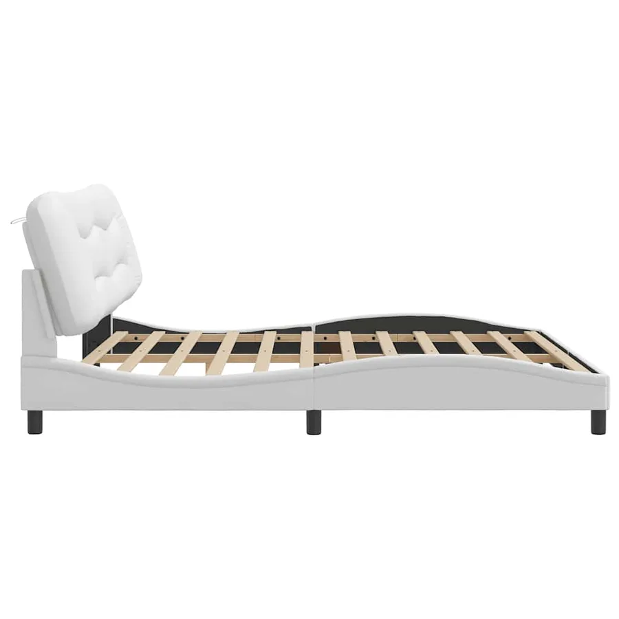 Cadre de lit sans matelas Hvar blanc 200x200 cm similicuir - 7