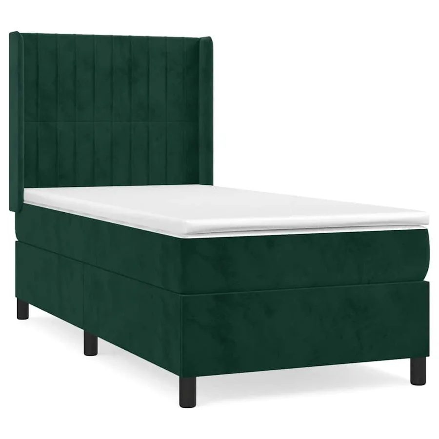 Sommier à lattes de lit avec matelas Vert foncé 90x190 cm - 2