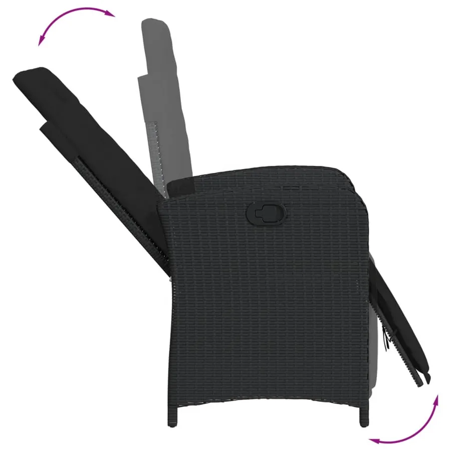 Ensemble à manger de jardin coussins 5pcs Noir Résine tressée - 5