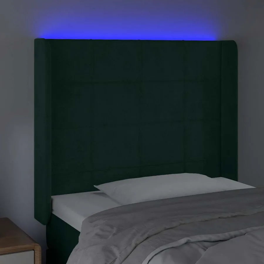 Tête de lit à LED Vert foncé 103x16x118/128 cm Velours - 4