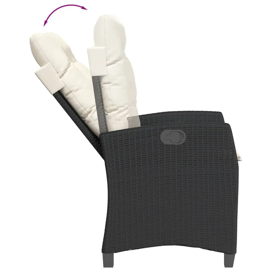 Ensemble à manger de jardin avec coussins 3 pcs Noir - 5