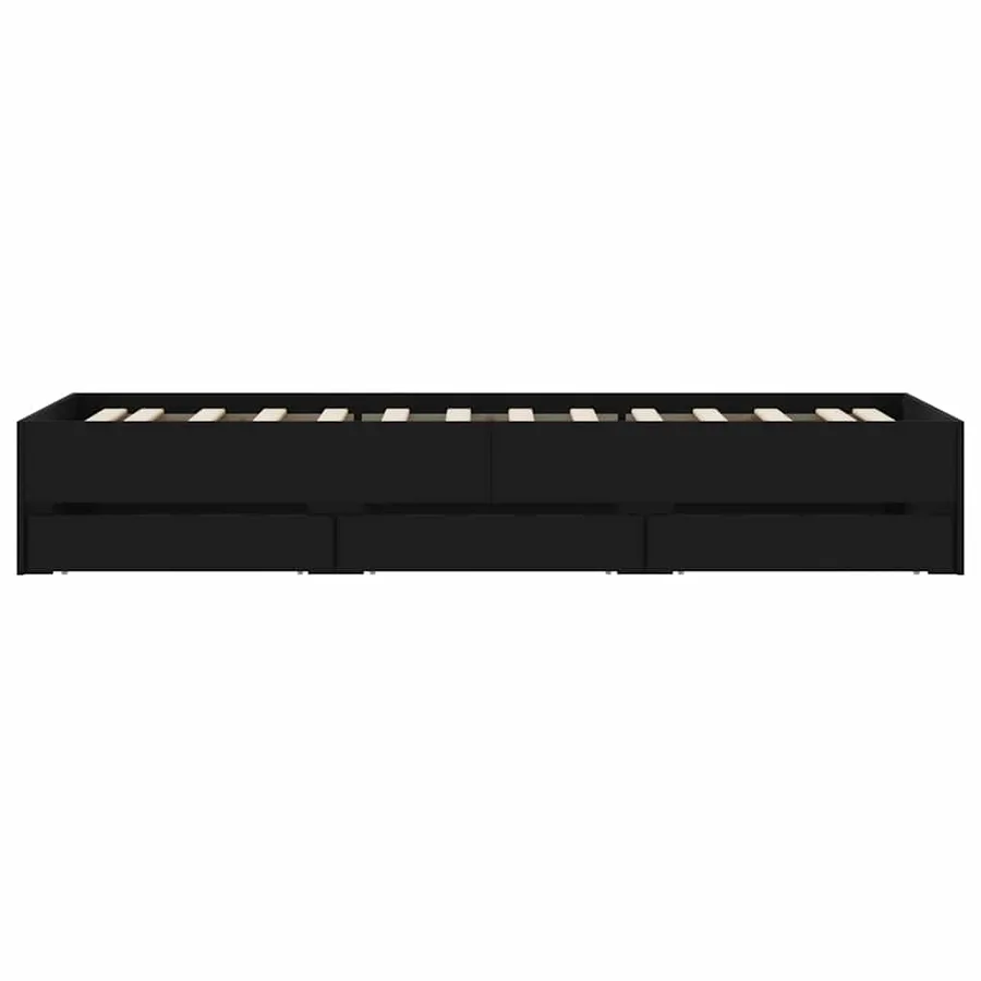Cadre de lit avec tiroirs sans matelas noir 90x190 cm - 7