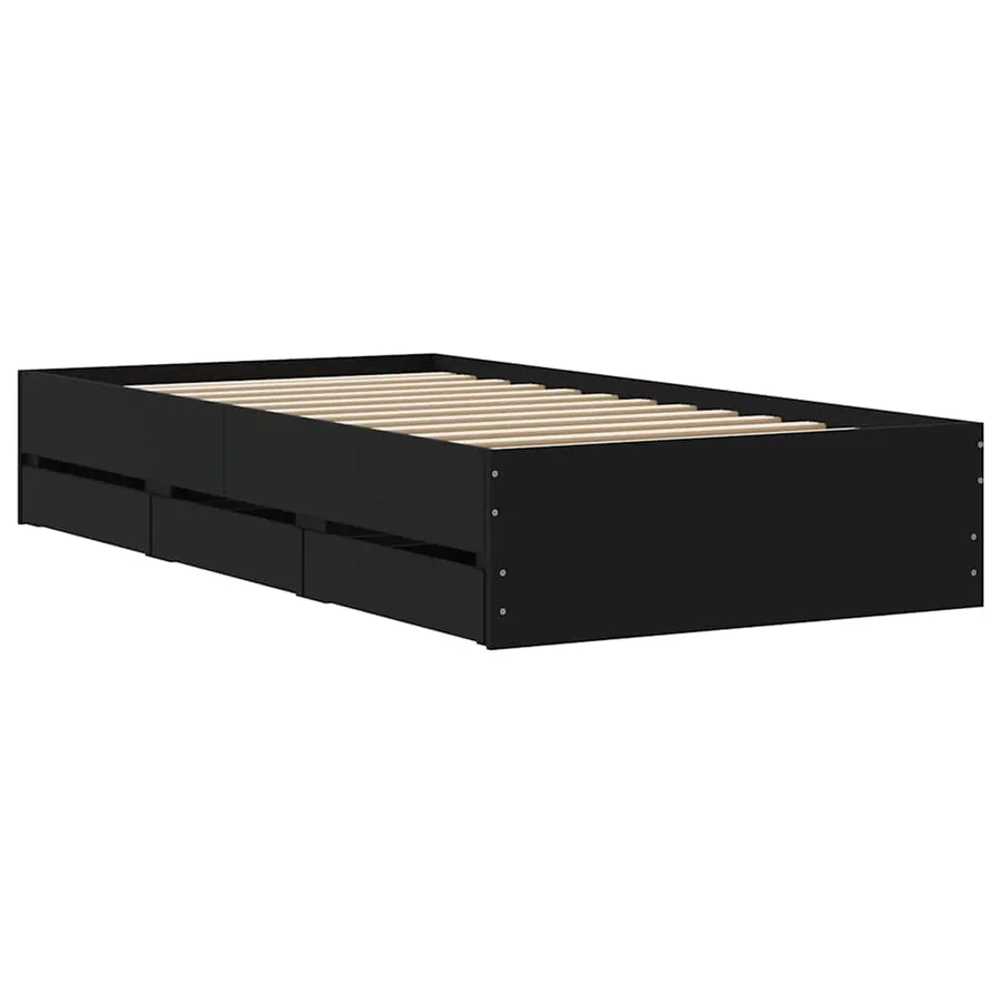 Cadre de lit avec tiroirs sans matelas noir 90x190 cm - 8