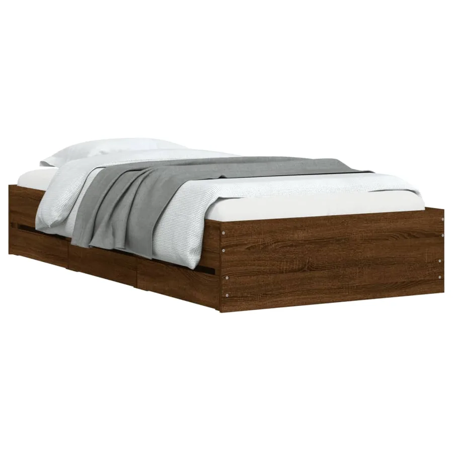 Cadre de lit avec tiroirs sans matelas chêne marron 90x190 cm - 3