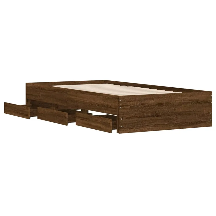Cadre de lit avec tiroirs sans matelas chêne marron 90x190 cm - 5