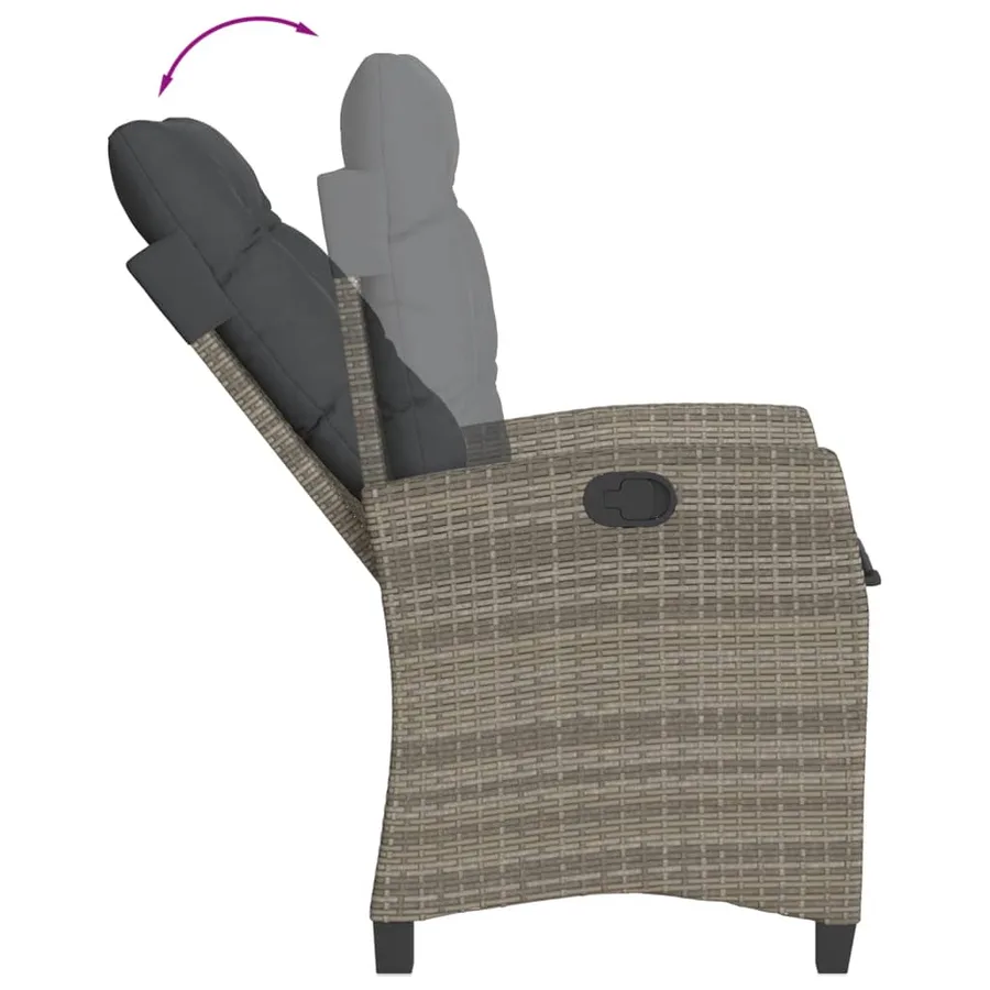Ensemble à manger de jardin et coussins 7 pcs gris rotin - 6