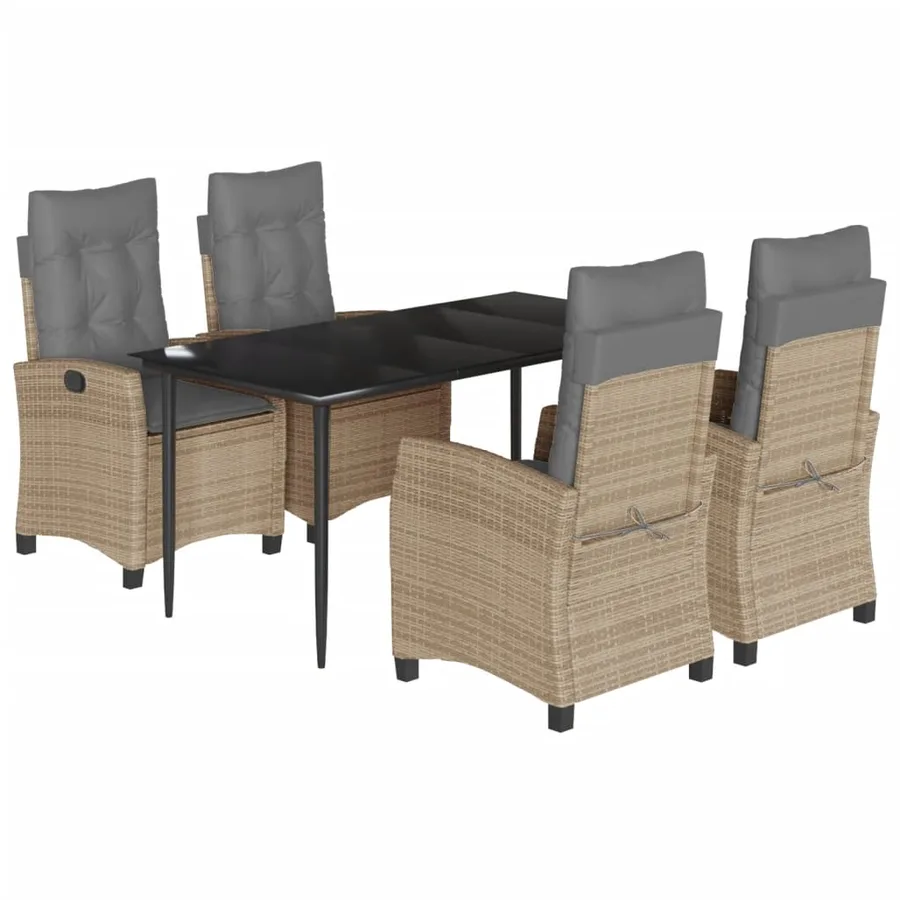 Ensemble à manger de jardin coussins 5 pcs mélange beige rotin - 2