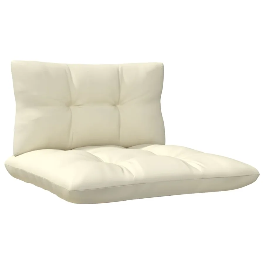 Salon de jardin 7 pcs avec coussins crème bois de pin - 7