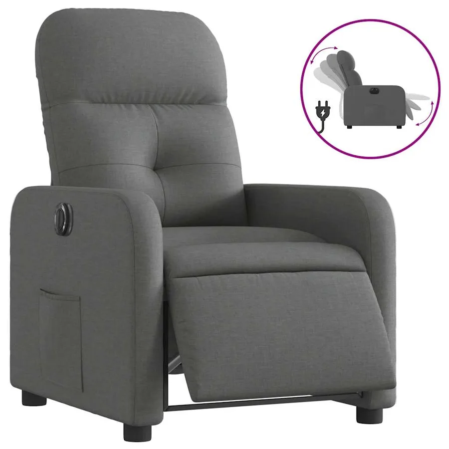 Fauteuil inclinable électrique Gris foncé Tissu - 2