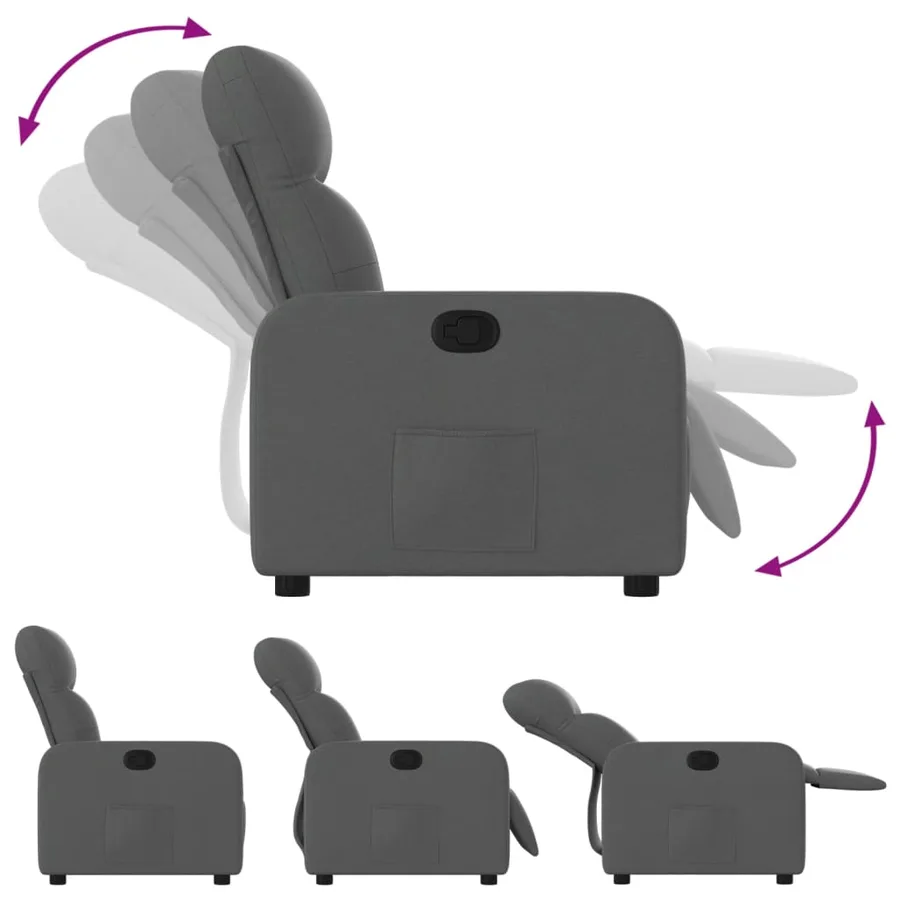 Fauteuil inclinable Gris foncé Tissu - 4