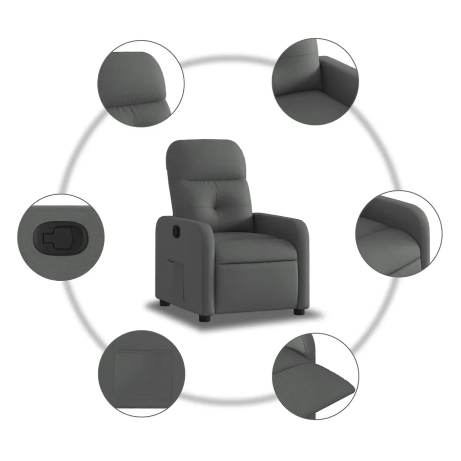Fauteuil inclinable Gris foncé Tissu - 5